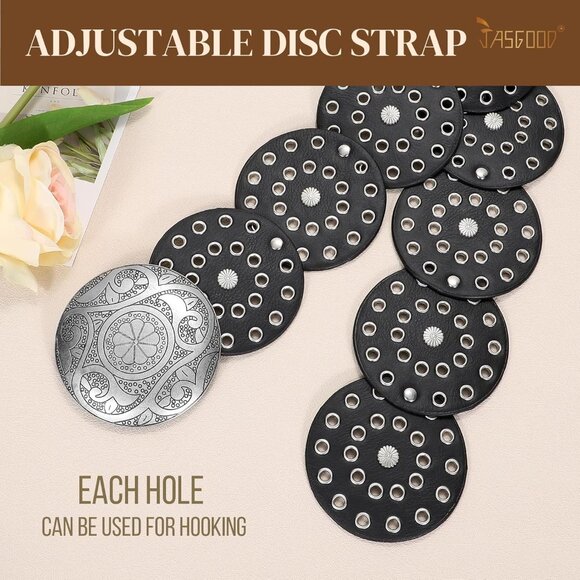 Western Belts for Women Wide Hollow Disc Leather Belt Cowgirl Waist Belt for Jea main image 5